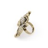 vintage style bronze alloy rhinestone owl ring R-0595