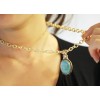 3colors fashion style opal gem pendant necklace N-1021