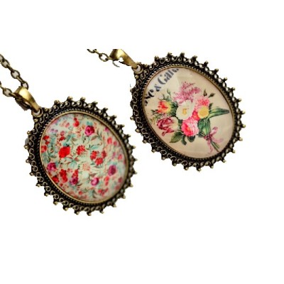 2 Style Optional Flower Crystal Gem Necklace Pendant N-0097