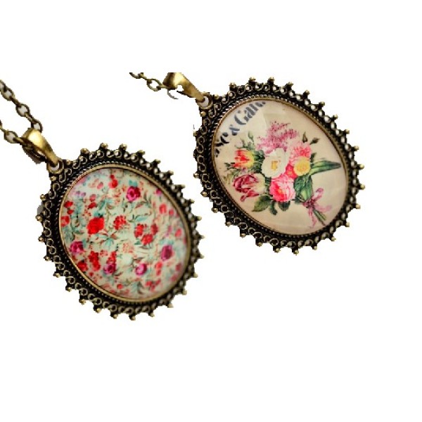 2 Style Optional Flower Crystal Gem Necklace Pendant N-0097