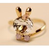 Fashion Crystal Bow Gold Plated Lovely Rabbit Shape Ring Free Shipping  R-0711