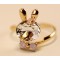 Fashion Crystal Bow Gold Plated Lovely Rabbit Shape Ring Free Shipping  R-0711