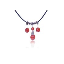 Vintage Style Red Gem Ball Tassel Rope Chain Necklace Free Shipping N-2341