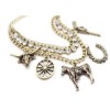 Vintage Style Multielement Handgun Horse Tauren wheel pendant necklace  N-3254