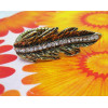 Retro Rhinestone Bronze Metal Leaf Shape Stretch Ring  R-0171