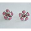 Wholesale 2 Pairs Glazed Pink&Green Flower Ear Stud E-0516
