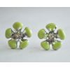 Wholesale 2 Pairs Glazed Pink&Green Flower Ear Stud E-0516