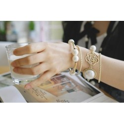 Korean Style Rose Flower Pearl Fashion Bracelet B-0259