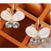 Fashion Crystal Rhinestone Gold Clip Butterfly Earrings E-1097
