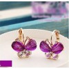 Fashion Crystal Rhinestone Gold Clip Butterfly Earrings E-1097