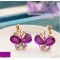 Fashion Crystal Rhinestone Gold Clip Butterfly Earrings E-1097