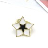 Gold Plated White/Black Glazed Solid Star Ring R-0575-WH