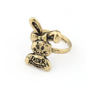 Vintage Style Bronze Cute Rabbit Ring Adjustable