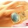 Gold Plated Engraving Big Green Gem Ring R-0805