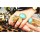 Gold Plated Engraving Big Green Gem Ring R-0805