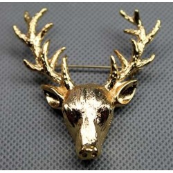 Gold Plated spotted deer head pin brooch P-0073