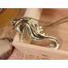 vintage style black glazed sea horse pendant necklace N-3332