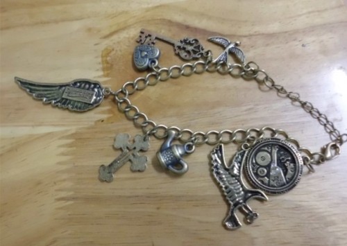 Summoning Style Retro Wing Key Cross Heart Owl Bird Teapot Charms Bracelet B-0088