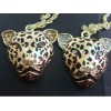 N-3262 Rhinestone Gold Plated Leopard Head Necklace Pendant
