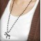 Korean Style Zebra Black Beads Long Necklace N-3293