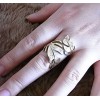 2Pcs 2Colors Vintage Style Metal Two Leaf Open Ring R-0176
