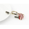 vintage style rhinestone glazed flag guitar double finger ring R-1077