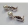 Pair Silver Plated Wing White Pearl Ear Stud Earring E-1067