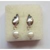 Pair Silver Plated Wing White Pearl Ear Stud Earring E-1067