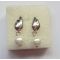 Pair Silver Plated Wing White Pearl Ear Stud Earring E-1067