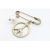 Retro New Red Rhinestone Peace Symbol Pearl Pin Brooch P-0028