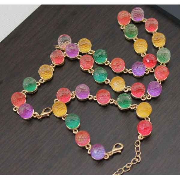New Multi Color Crystal Gumball Sweet Candy Globe  Chunky Unusual Necklace S-0007