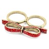 Vintage Style Glazed Bowknot Two finger Ring R-0160