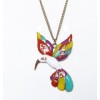 Vintage Style Animal Jewelry Colorful Enamel Fly Bird Pendant Necklace N-3366