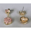 Fashion Pink Crystal Bowknot Heart Ear Stud