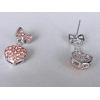 Fashion Pink Crystal Bowknot Heart Ear Stud
