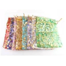 Lots Wedding Rose Gift Pouch Organza Bags