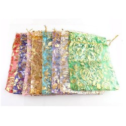 Lots Wedding Rose Gift Pouch Organza Bags