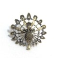 Vintage Style Clear Rhinestone Proudasa Peacock Ring R-0204