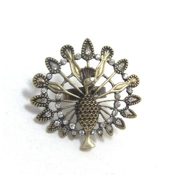 Vintage Style Clear Rhinestone Proudasa Peacock Ring R-0204