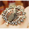 Vintage Style Clear Rhinestone Proudasa Peacock Ring R-0204
