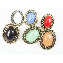 Vintage Style Bronze Faux Gem Adjustable Ring R-0735