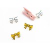 Wholesale 2pairs White&Yellow Glazed Simple Bowknot Earring Ear Stud E-1549