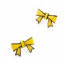 Wholesale 2pairs White&Yellow Glazed Simple Bowknot Earring Ear Stud E-1549