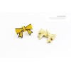 Wholesale 2pairs White&Yellow Glazed Simple Bowknot Earring Ear Stud E-1549
