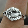 Pair Vintage Style lotus leaf Fish Ring size 7 R-0228