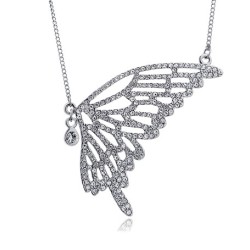 Charming Silver Plated Rhinestone Butterfly Necklace N-2579