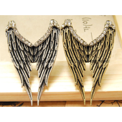 Vintage Style Silver bronze Alloy Rhinestone Double Wing Ring R-1036