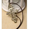 Vintage Style Bronze Amazing Cross Pendant Leather Necklace New Comming N-0501