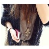 Vintage Style Bronze Amazing Cross Pendant Leather Necklace New Comming N-0501