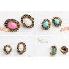 Wholesale 3pairs mint black peach Vintage Style Faux gem ear stud E-0048